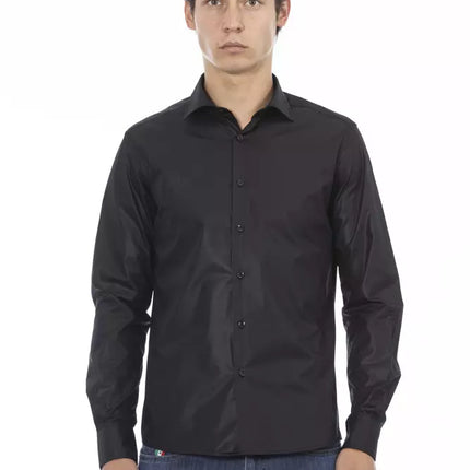 Elegant zwart Italiaans slank fit shirt