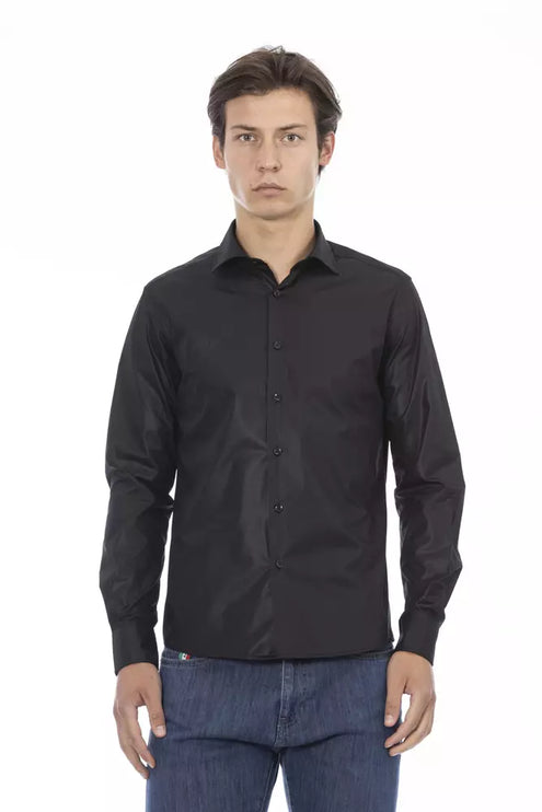 Elegant zwart Italiaans slank fit shirt