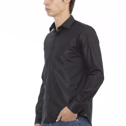 Elegant zwart Italiaans slank fit shirt