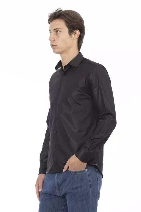 Elegant zwart Italiaans slank fit shirt