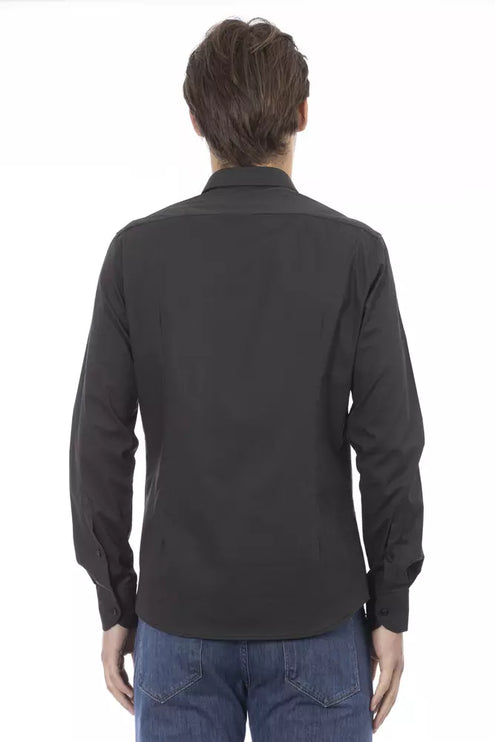 Elite Gray Slim Fit Italiaans kraagshirt