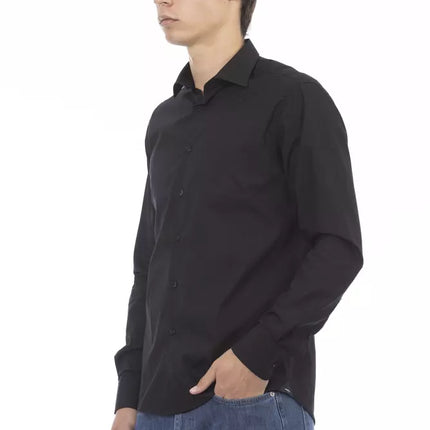 Elegant zwart slank fit katoenen shirt