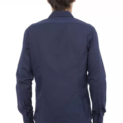 Elegant slank fit blauw katoenen shirt