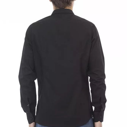 Elegant zwart slank fit katoenen shirt