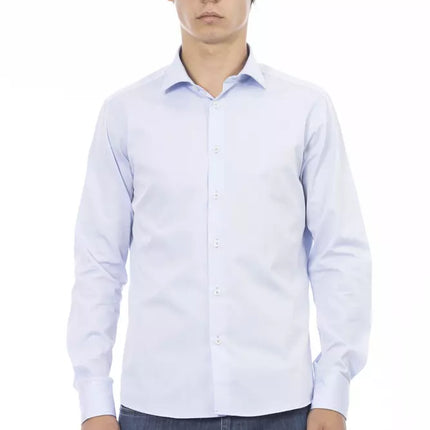 Elegant Slim Fit lichtblauw katoenen shirt