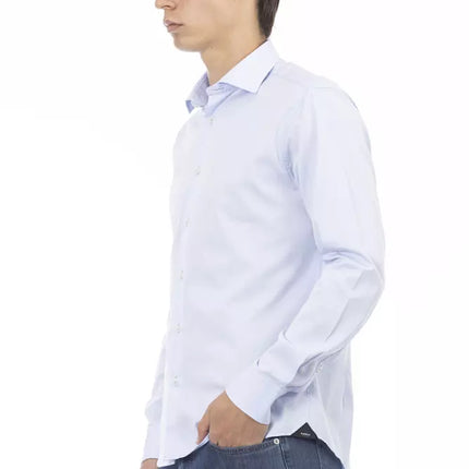 Elegant Slim Fit lichtblauw katoenen shirt