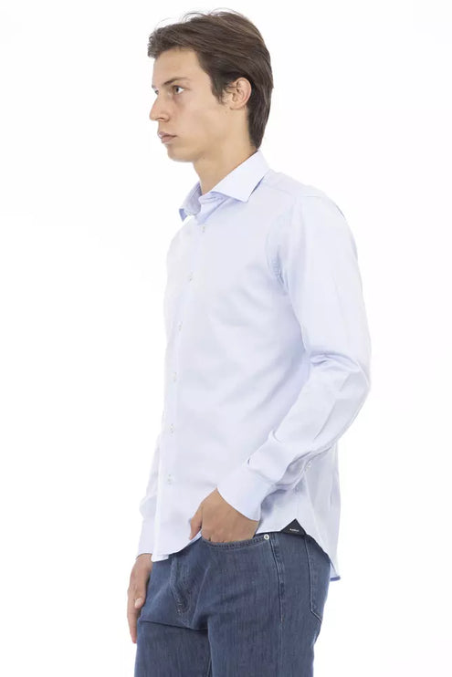 Elegant Slim Fit lichtblauw katoenen shirt