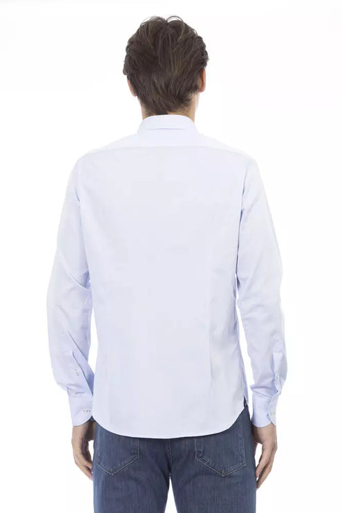 Elegant Slim Fit lichtblauw katoenen shirt