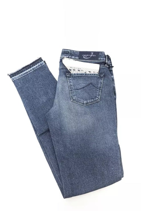 Chic jeans bordados de ajuste delgado con dobladillo con flecos