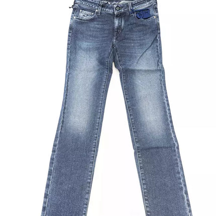 Chic jeans bordados de ajuste delgado con dobladillo con flecos