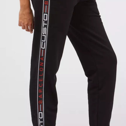 Pantalones de chándal negro elegantes con bandas laterales del logotipo