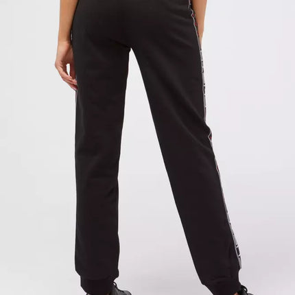 Pantalones de chándal negro elegantes con bandas laterales del logotipo