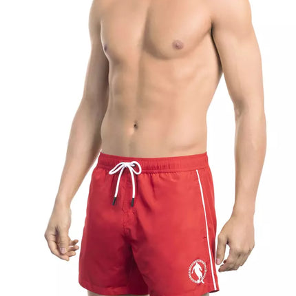 Short de natation rouge élégant avec imprimé avant dynamique