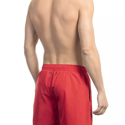 Pantalones cortos de natación rojos elegantes con detalles de impresión