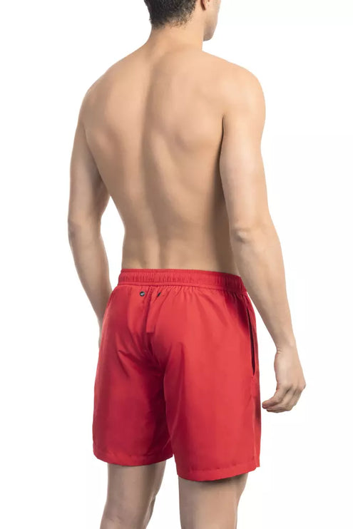 Short de natation rouge chic avec des détails d'impression