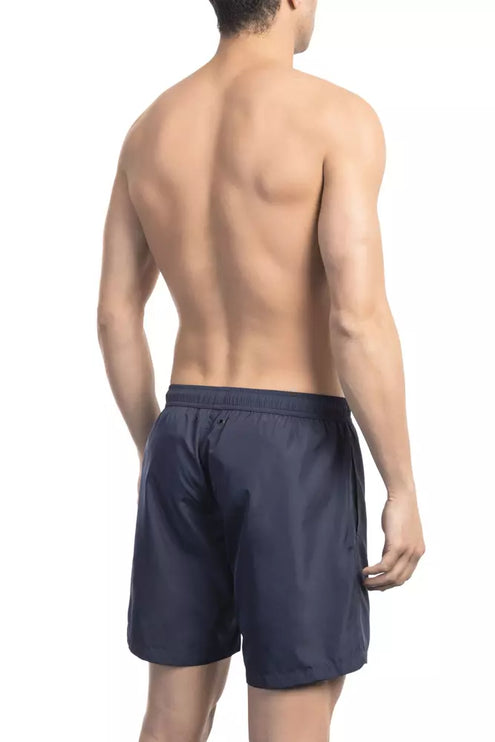 Chic Blue Swim Shorts avec une impression avant élégante