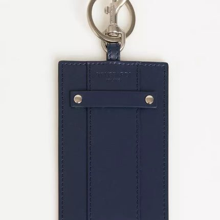 Elegante Blauwe Leren Badgehouder met Sleutelhanger