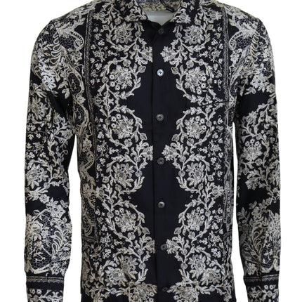 Elegant satijnen bloemenbarok shirt