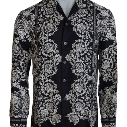 Elegant satijnen bloemenbarok shirt