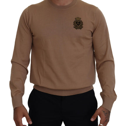 Beige Cashmere Crewneck Pullover Sweater