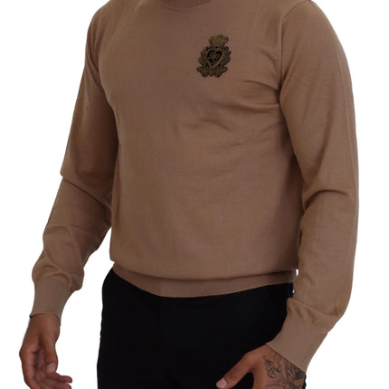 Beige Cashmere Crewneck Pullover Sweater