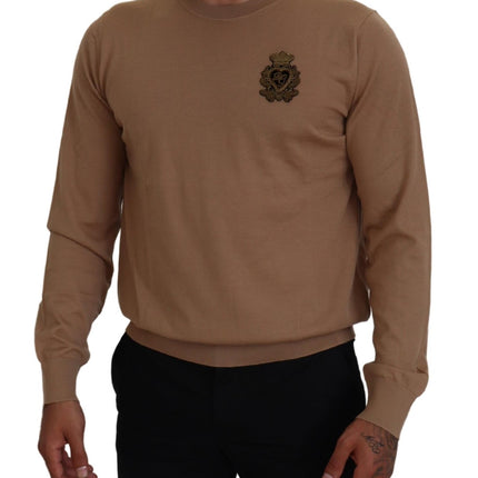 Beige Cashmere Crewneck Pullover Sweater