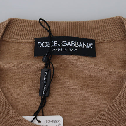 Beige Cashmere Crewneck Pullover Sweater