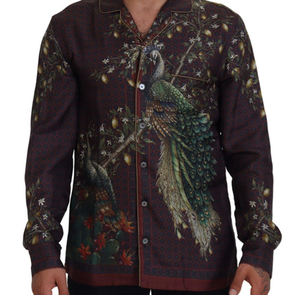 Elegante zijden satijnen pyjama -stijl shirt voor heren