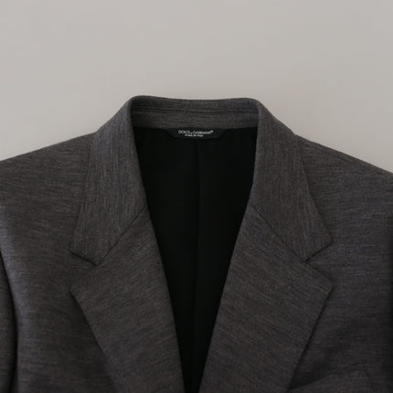 Blazer élégant en laine gris avec broderie de la couronne d'abeille