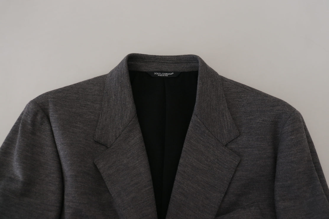 Blazer élégant en laine gris avec broderie de la couronne d'abeille