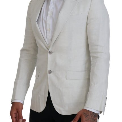 Élégant blazer à poitrine simple de Sicilia blanc