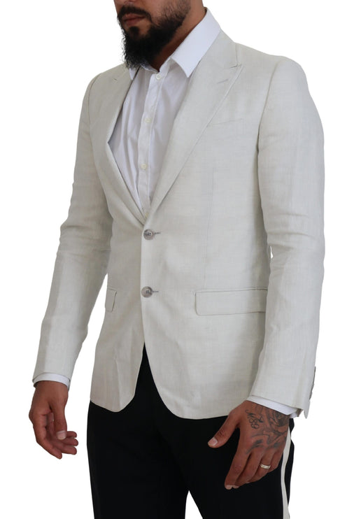 Élégant blazer à poitrine simple de Sicilia blanc