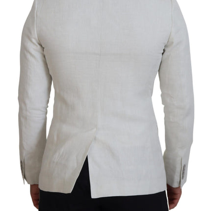 Élégant blazer à poitrine simple de Sicilia blanc