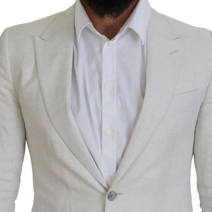 Élégant blazer à poitrine simple de Sicilia blanc