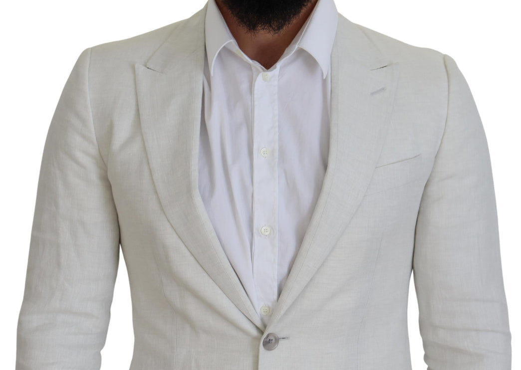 Élégant blazer à poitrine simple de Sicilia blanc