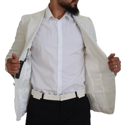 Élégant blazer à poitrine simple de Sicilia blanc