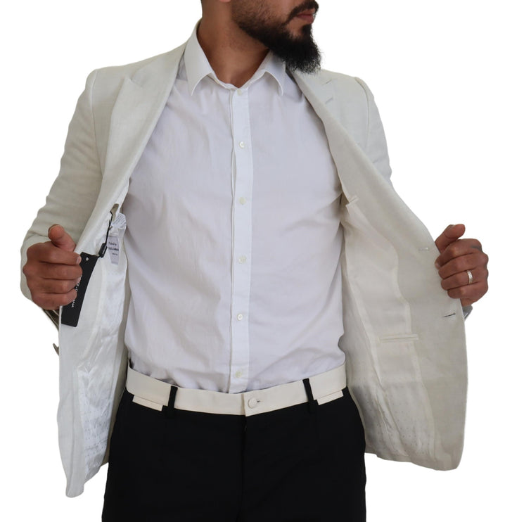 Élégant blazer à poitrine simple de Sicilia blanc