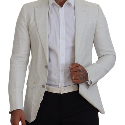 Élégant blazer à poitrine simple de Sicilia blanc