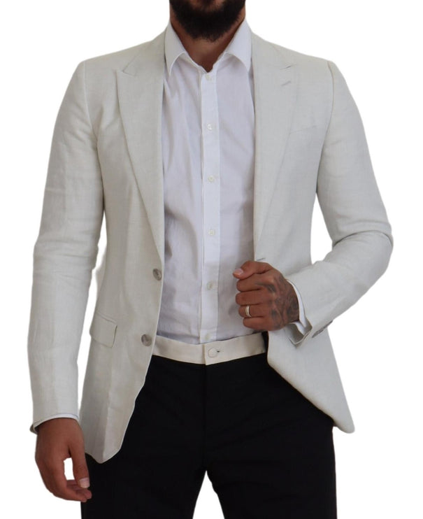 Élégant blazer à poitrine simple de Sicilia blanc