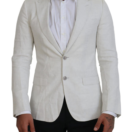 Élégant blazer à poitrine simple de Sicilia blanc