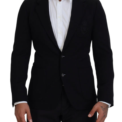 Blazer en laine noire élégante à poitrine simple