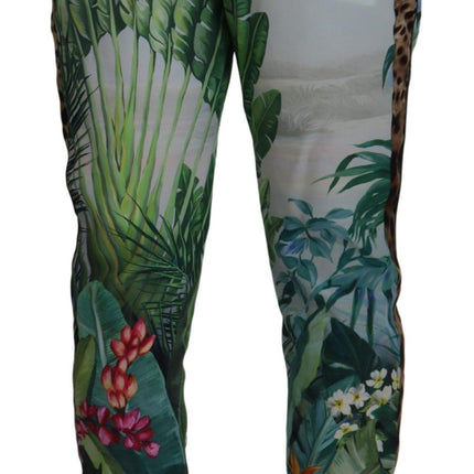 Pantalones de declaración de seda multicolor