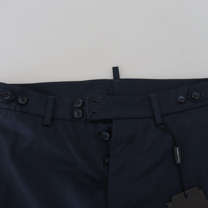 Eleganti pantaloncini di miscela di cotone blu