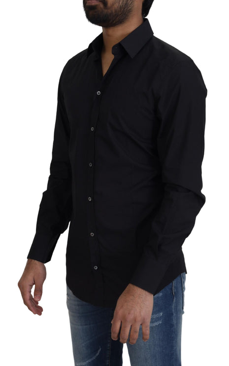 Camisa de vestir de algodón negro elegante Fit Negro