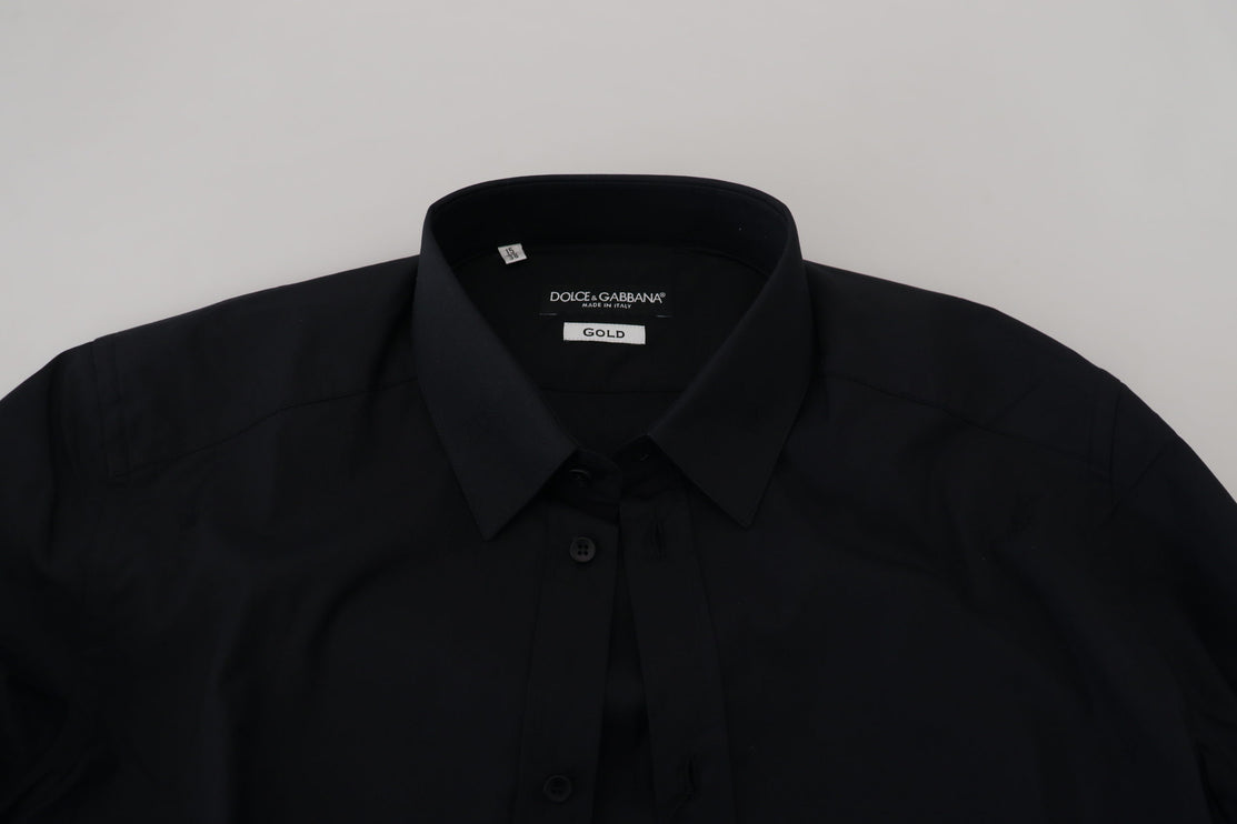 Camisa de vestir de algodón negro elegante