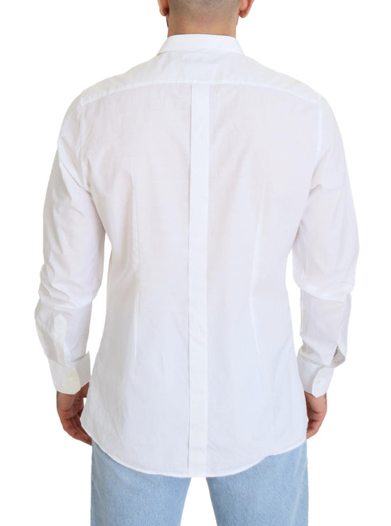 Elegancia camisa de vestir de algodón blanco reinventado