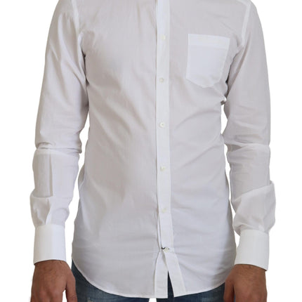 Elegante camisa de vestir blanca delgada