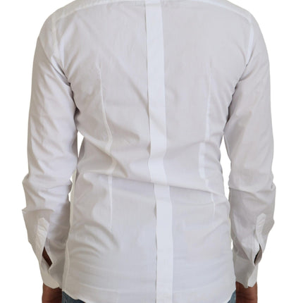 Elegante camisa de vestir blanca delgada