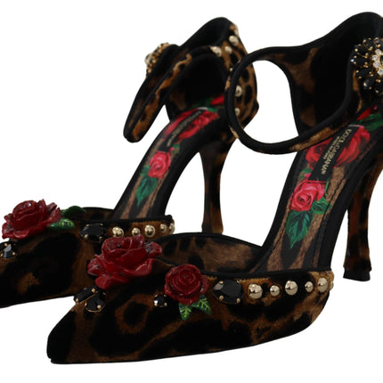 Tacones de sandalia con correa de tobillo de leopardo elegante