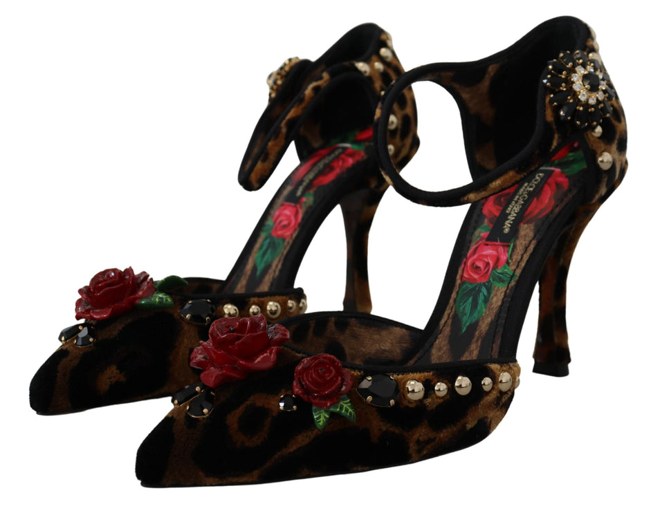 Tacones de sandalia con correa de tobillo de leopardo elegante